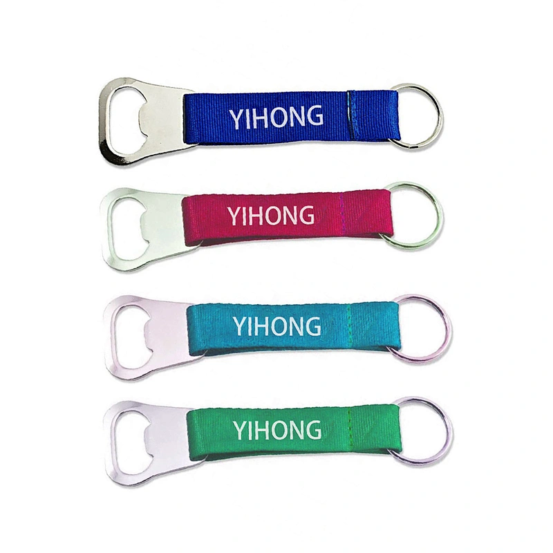 Wholesale Bulk Woven Embroidered Printed Custom Sublimated Logo Polyester Bottle Opener Short Wrist Rope Strap Lanyard