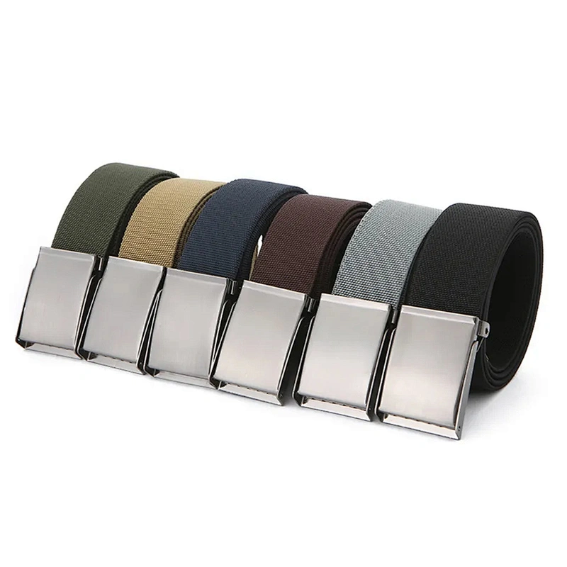 2024 Wholesale Luxury Fashion Lady Casual Custom Outdoor Flap Men Women Nylon Fabric Canvas Iron Buckle Belt