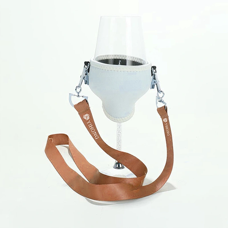 Luxury Printed Logo Custom Woven Neck Strap Goblet Stemware Gift Bottle Sleeve Wine Glass Holder Cup Polyester Lanyard