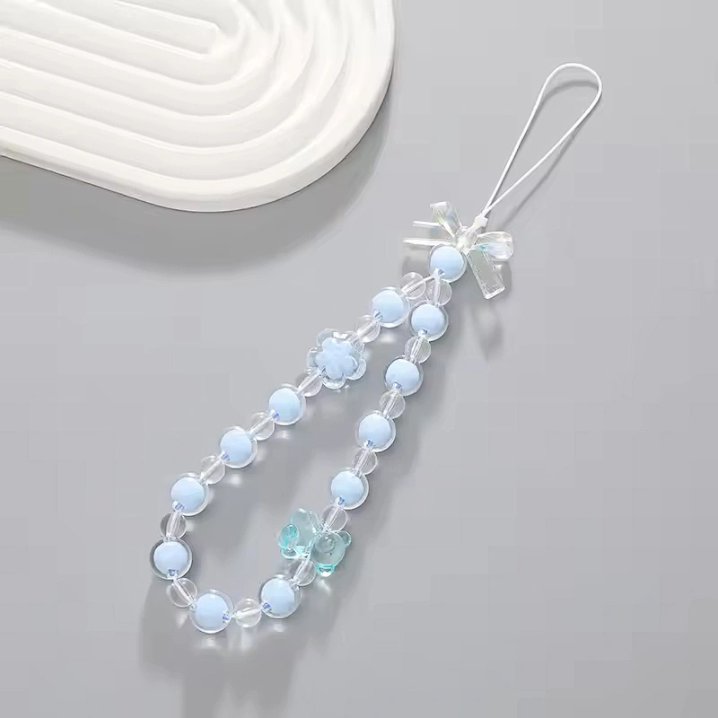 Fashion Crystal Beads Phone Charm Chain Mobile Phone Accessories Cell Phone Lanyard Cord Wrist Strap