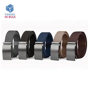 Wholesale Bulk Custom Work Women Lady Men Automatic Buckle Elastic Canvas Nylon Fabric Business Belt