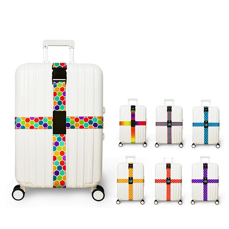 Factory Wholesale Adjustable Luggage Belt Strap Elastic Travel Suitcase Belt Strap Sublimation Webbing Luggage Strap