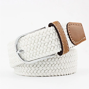 for 2024 Knitted Custom Stretch Lady Women Men Man Elastic Polyester Needle Pin Buckle Canvas Nylon Braided Fabric Woven Belt