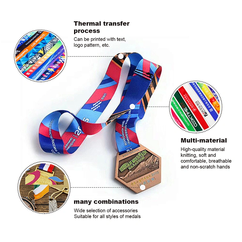 customized medal rope neck hanging nylon badge strap lanyards with logo custom