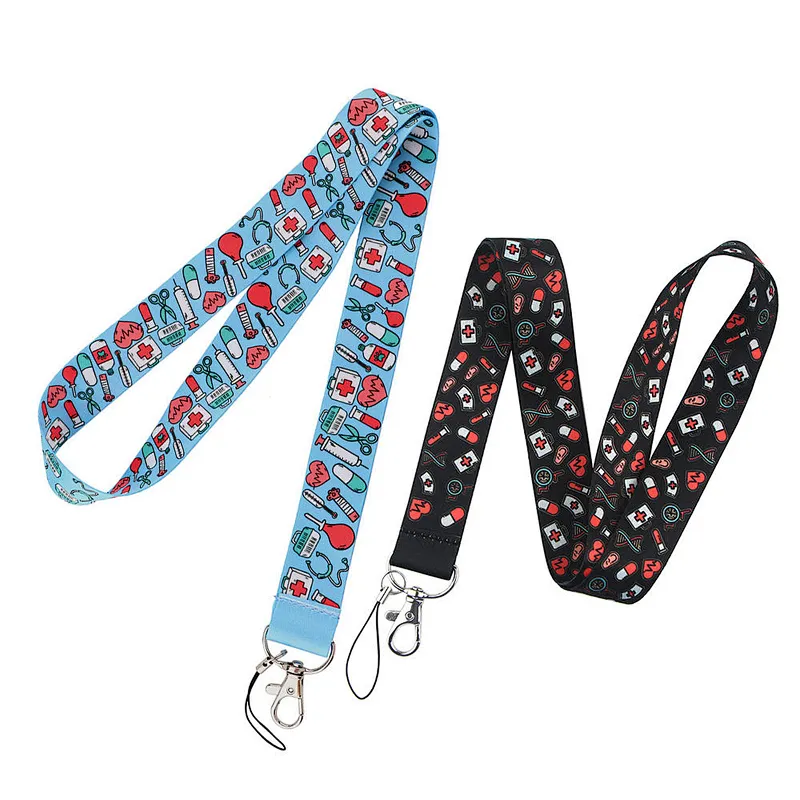 Wholesale Bulk Long Sublimated ID Badge Metal Card Holder Satin Neck Logo Flower Floral Custom Polyester Print Lanyard