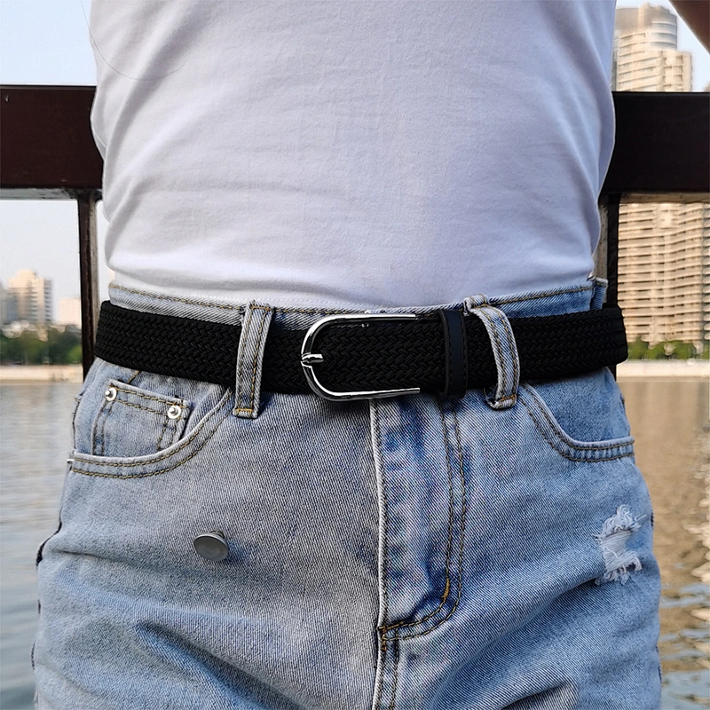 Adjustable Stretch Women Golf Lady Girl Braided Elastic Jeans Cotton Polyester Custom Wholesale Bulk Knitted Fabric Belt