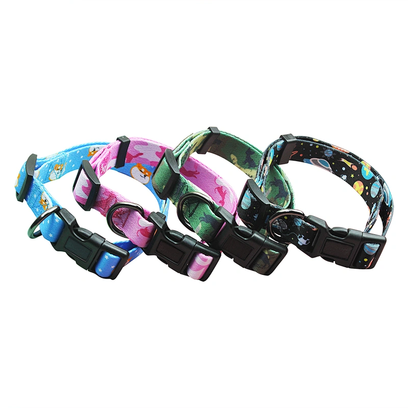 Custom Floral Nylon Printed Dog Collar with Sublimated Logo Personalized Luxury Design for Large Dogs