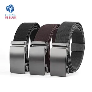 Wholesale Bulk Custom Work Women Lady Men Automatic Buckle Elastic Canvas Nylon Fabric Business Belt