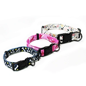 Custom Floral Nylon Printed Dog Collar with Sublimated Logo Personalized Luxury Design for Large Dogs