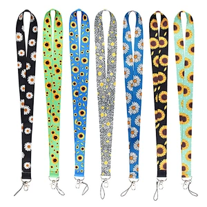Sunflower Gifts Keychain Woven Neck Nurse Phone Sublimated Printed Logo Detachable Breakaway Polyester Custom Lanyard
