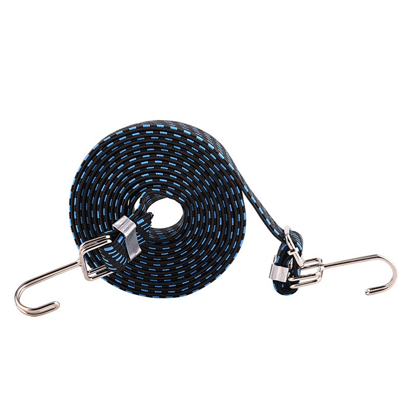 Mountain Bike Outdoor Elastic Motorcycle Express Long Hook Latex Luggage Pull Cargo Flat Carabiner Rope Bungee Cord Strap