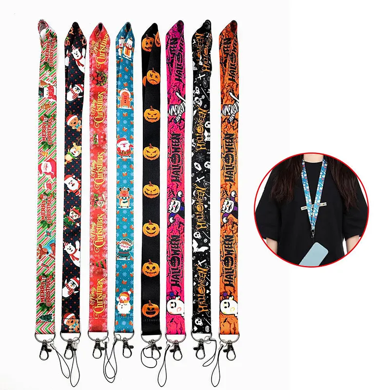 Yihong Customize Certificate Badge ID Strap Rope Heat Transfer Polyester Badge Lanyard string With clips Hook Ring