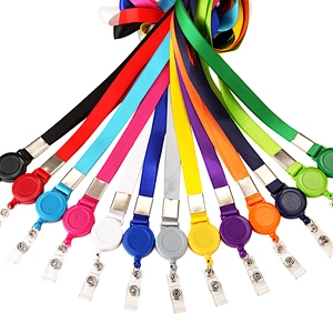 High Quality Office Work Hand Bulk ID Teacher Nurse Neck Woven Braided Card Holder Blank Color Custom Polyester Lanyard