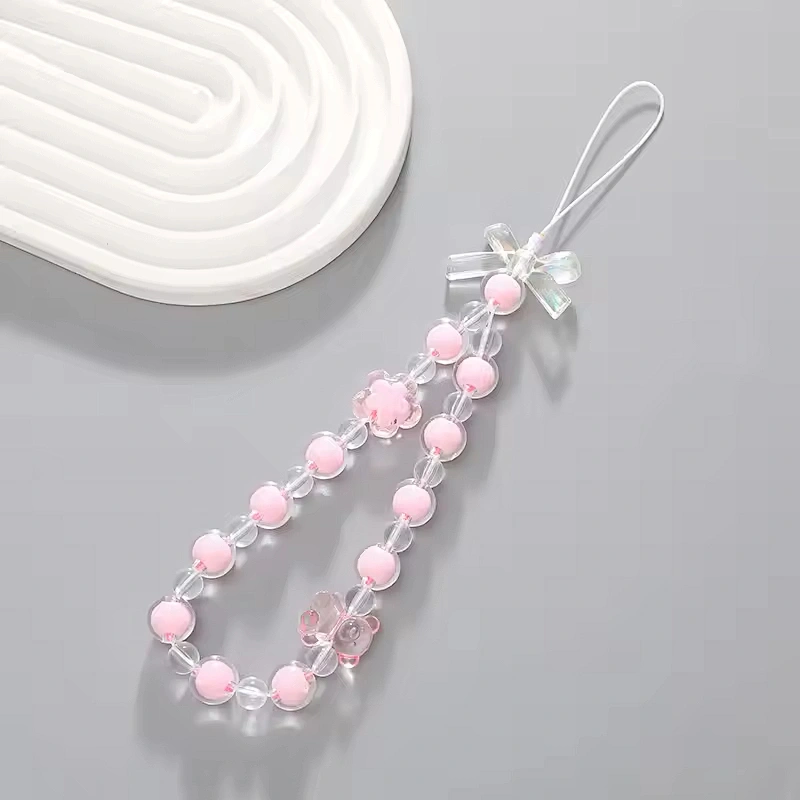 Fashion Crystal Beads Phone Charm Chain Mobile Phone Accessories Cell Phone Lanyard Cord Wrist Strap