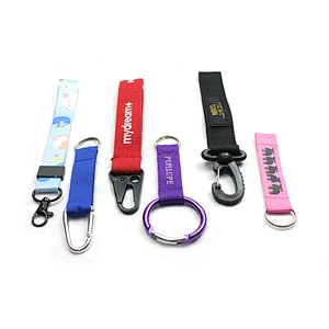 Custom logo printed sublimation strap wrist polyester keychain lanyard short key chain lanyards