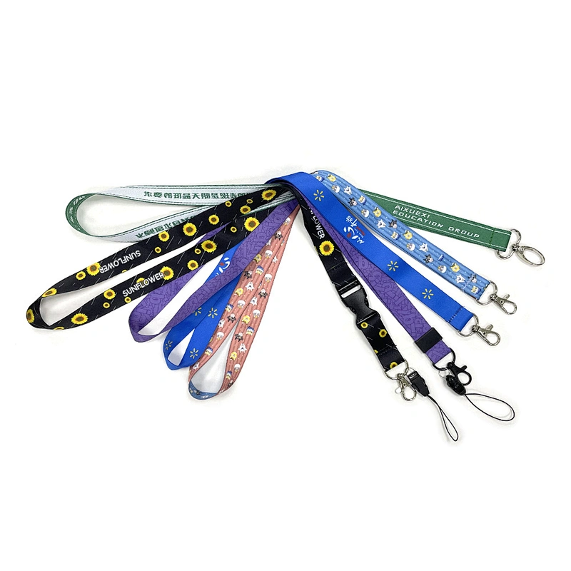 Promotional Custom Logo Pattern Teacher Id Accessories Keychain Sublimation Plain Material Neck Strap Custom Polyester Lanyards