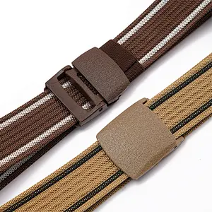 2024  Custom Green Men Women Detachable Automatic Metal Buckle Tactical Polyester Nylon Canvas Woven Fabric Belt