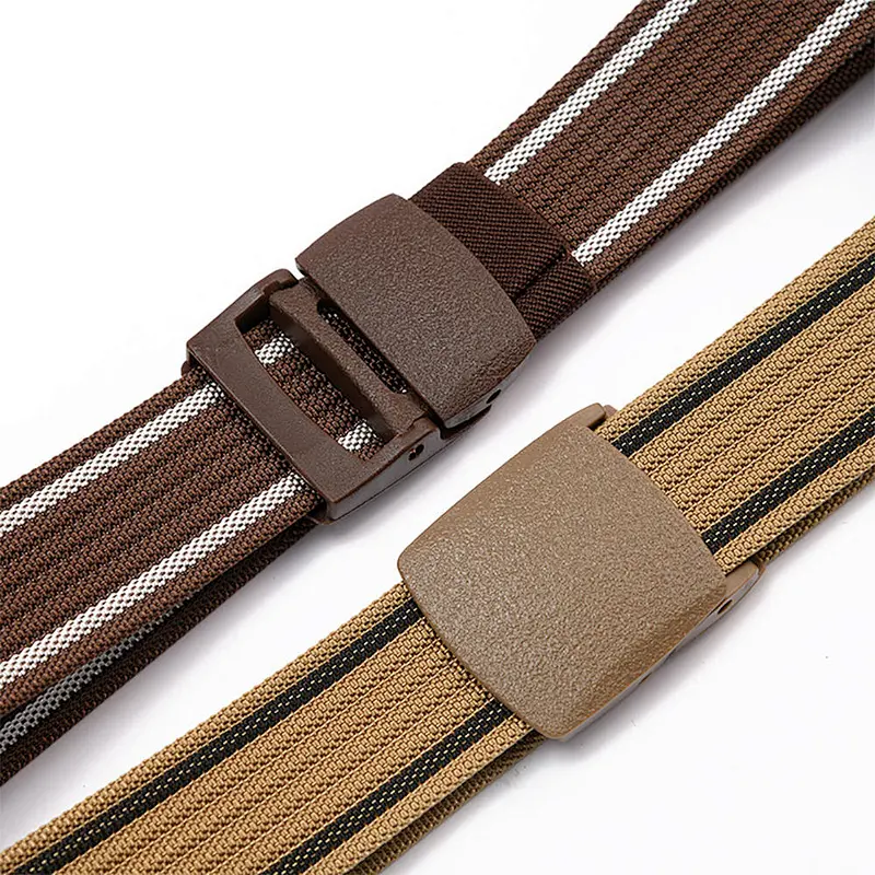 2024  Custom Green Men Women Detachable Automatic Metal Buckle Tactical Polyester Nylon Canvas Woven Fabric Belt