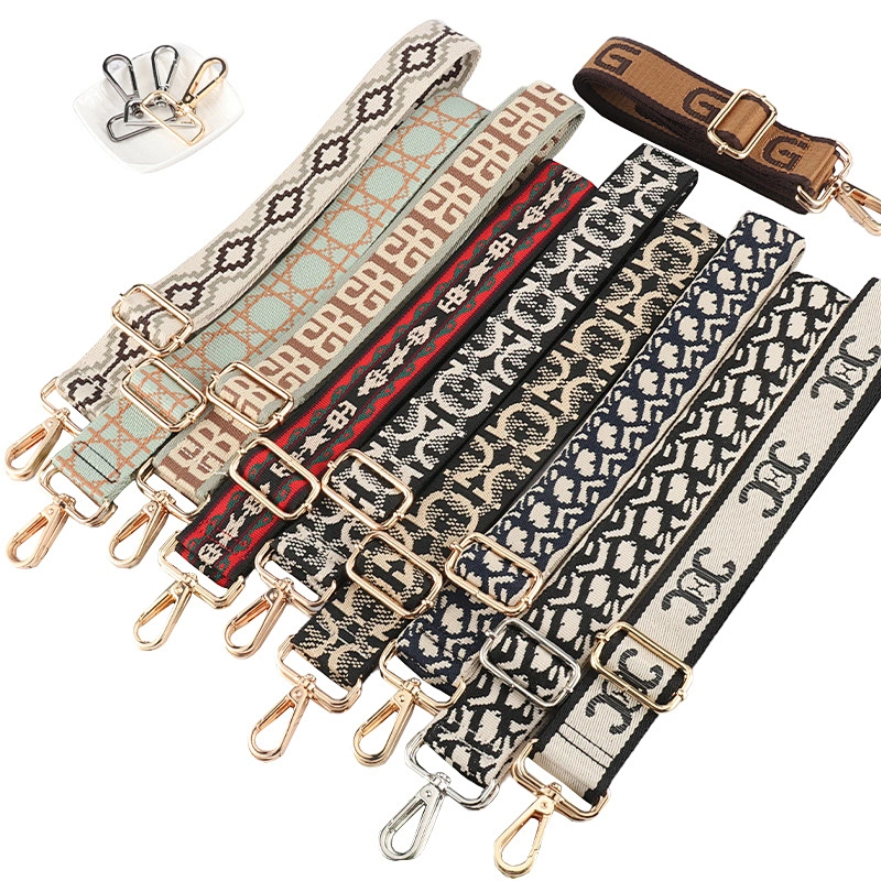 Adjustable Handbag Custom Print Logo Wide PP Polyester Canvas Woven Belt Crossbody 3.8cm Shoulder Nylon Bag Strap