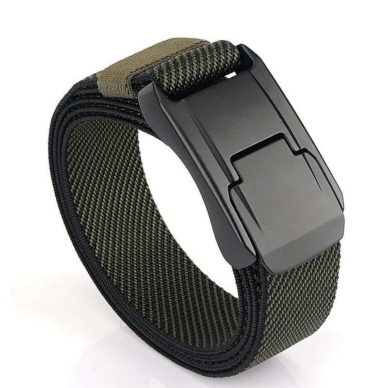 Wholesale Automatic Buckle Belts Men's Fabric Belt Adjustable Waist Straps Outdoor Canvas Woven Belt with Metal Buckle