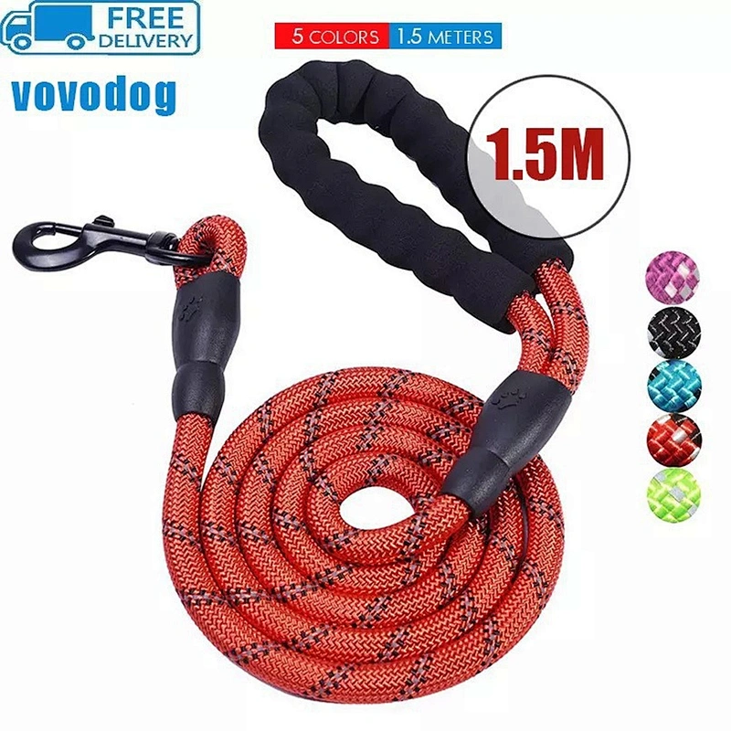 Foam Handle Wholesale Heavy Duty Manufacturer Custom Braid Training Nylon Reflective Lead Pet Dog Traction Leash Rope