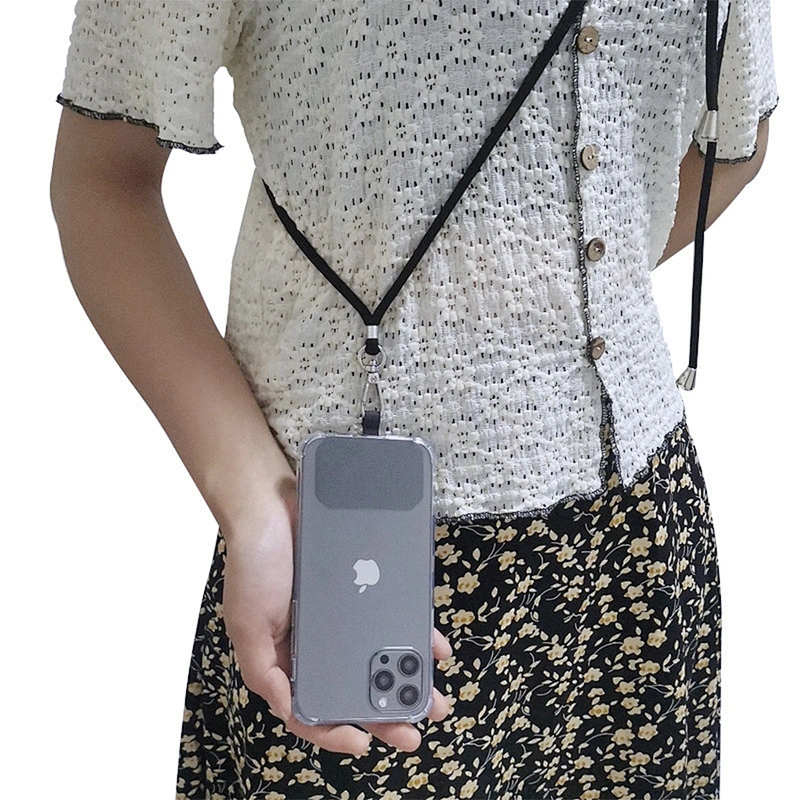 Custom Detachable Nylon Neck Soft Rope Crossbody Patch Cell Phone Holder Mobile Phone Hanging Cord Case Strap Lanyard