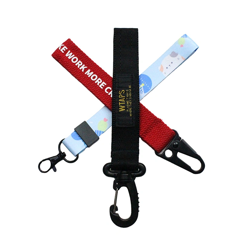 Custom logo printed sublimation strap wrist polyester keychain lanyard short key chain lanyards