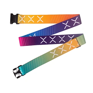 Custom Printed Logo UK Woven Braid Fabric Canvas with Plastic TSA Lock Buckle Nylon Rainbow Suitcase Travel Luggage Strap Belt