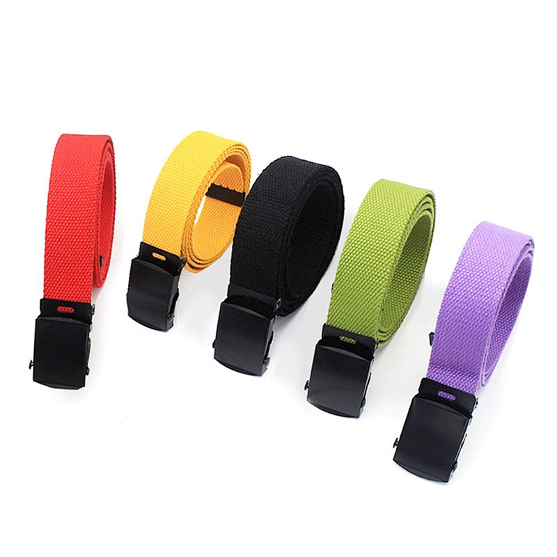 2024 Metal Flip Buckle Custom Jacquard Logo Outdoor Elastic Women Polyester Nylon Woven Stretch Men Fabric Canvas Belt