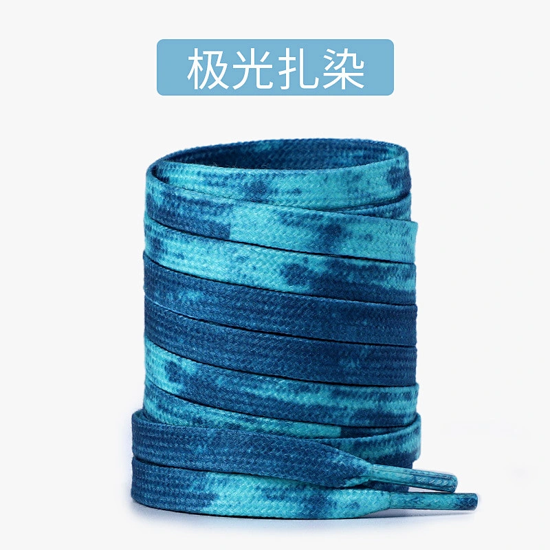 for Wholesale Custom Colorful Elastic Flat Color Tie Dye Printed Logo Polyester Sports Sneaker White Canvas Shoe Lace Shoelace