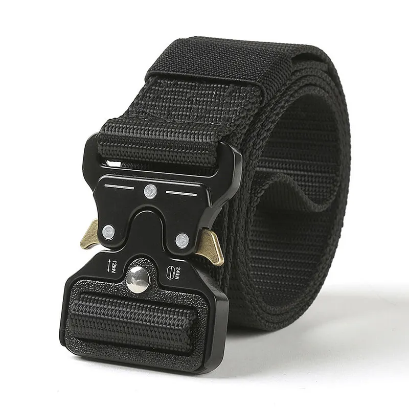 Wholesale Custom Heavy Duty Quick Release Outdoor Woven 3.8cm Men Canvas Fabric Nylon Webbing Tactical Belt