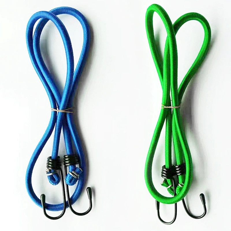6 Inches Trampoline Jumping Tie Down PP Nylon Rubber Elastic Woven Braid Double Metal Hook Lanyard Strap Leash Bungee Cord