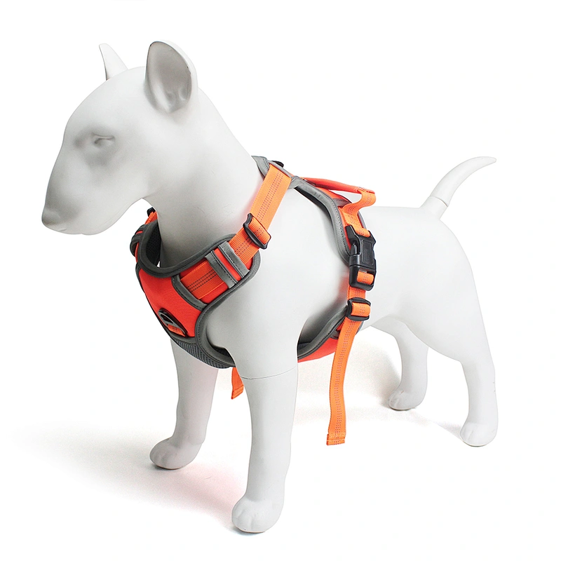 Breathable Reflective Dog Harness Adjustable Oxford Mesh Pet Vest with Strong Handle Explosion-Proof Safety Design for Comfort
