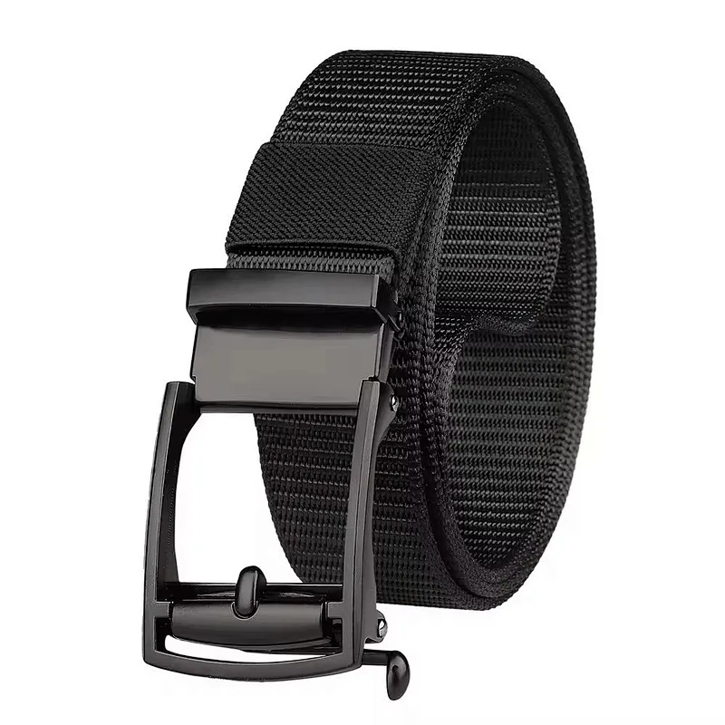 Wholesale New Casual Toothless Inner Automatic Buckle Adjustable Canvas Webbing Woven Braid Men Web Fabric Custom Nylon Belt
