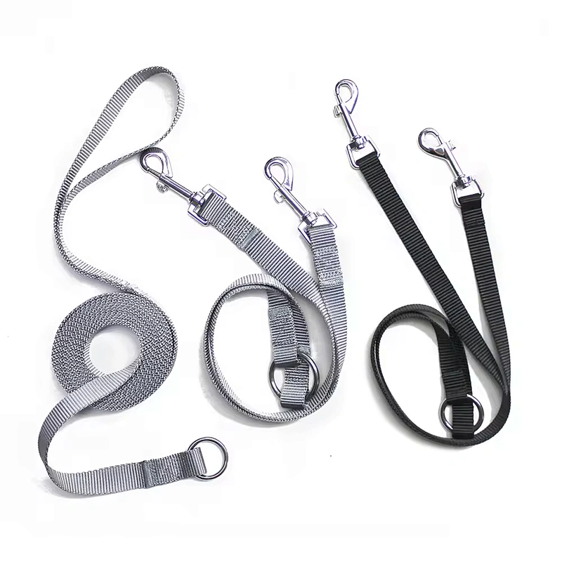Luxury Custom Crossbody New Design Double Head Shoulder Weave Woven Hands Free Handsfree Nylon Braid Rope Lead Pet Dog Leash