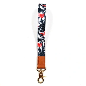 Promotional Custom Keytag Keychain Car Key Tag Chain Other Woven Printed Logo Wristlet Short Wrist Polyester Lanyard