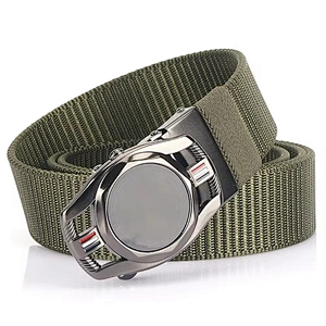 Unisex-Adult Nylon Webbing Belt-Adjustable One Size Cotton Strap and Metal Plaque Buckle Fabric Belt