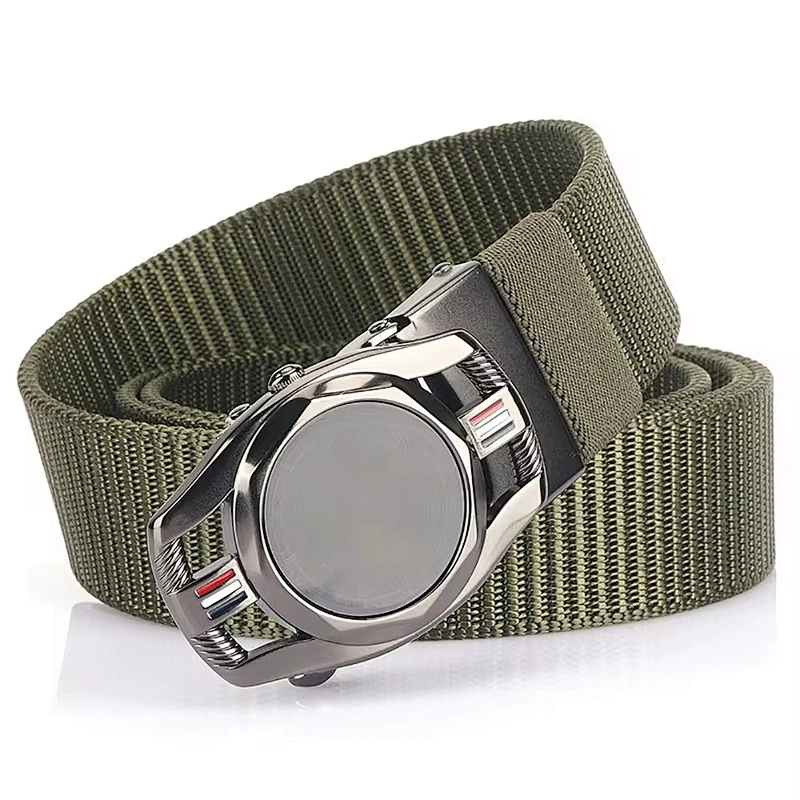 Unisex-Adult Nylon Webbing Belt-Adjustable One Size Cotton Strap and Metal Plaque Buckle Fabric Belt