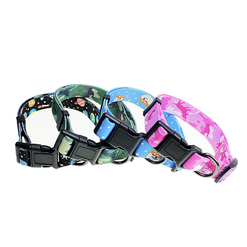 Custom Floral Nylon Printed Dog Collar with Sublimated Logo Personalized Luxury Design for Large Dogs