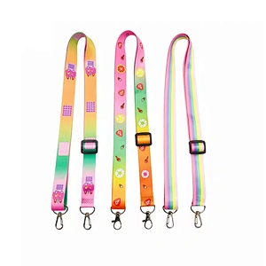Custom Sublimated Print Logo Anime Cartoon Camera Phone Crossbody Neck Adjustable Polyester Shoulder Bag Strap Lanyard