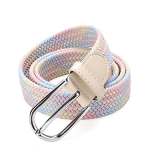 Adjustable Stretch Women Golf Lady Girl Braided Elastic Jeans Cotton Polyester Custom Wholesale Bulk Knitted Fabric Belt