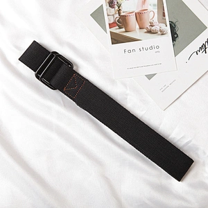 for Custom Young Adjustable Boy Lady Girl Men Women Man Woven Web Braided Decorative Square Double Ring Nylon Canvas Fabric Belt