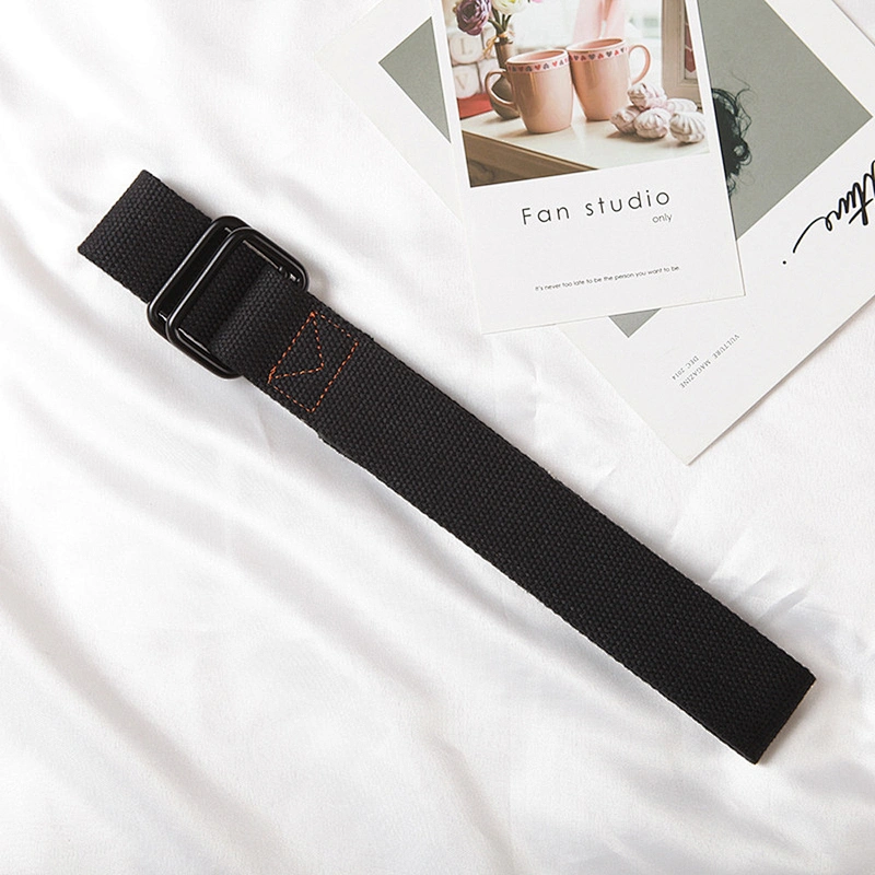 for Custom Young Adjustable Boy Lady Girl Men Women Man Woven Web Braided Decorative Square Double Ring Nylon Canvas Fabric Belt