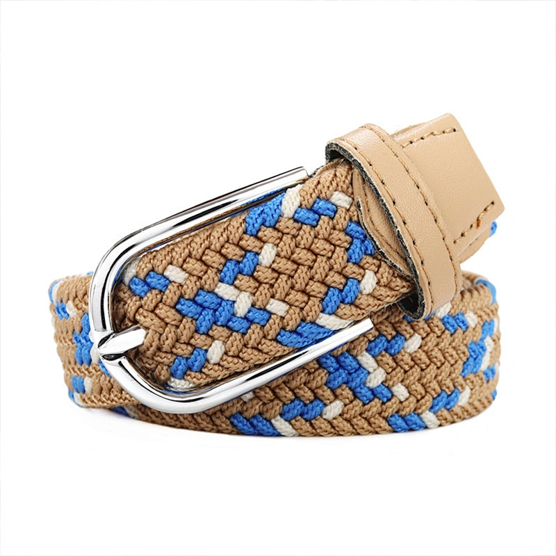 Adjustable Stretch Women Golf Lady Girl Braided Elastic Jeans Cotton Polyester Custom Wholesale Bulk Knitted Fabric Belt