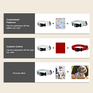 Adjustable Polyester Dog Collar with Zinc Alloy Bell and Durable Plastic Buckles Custom Printing Small Pet Collar
