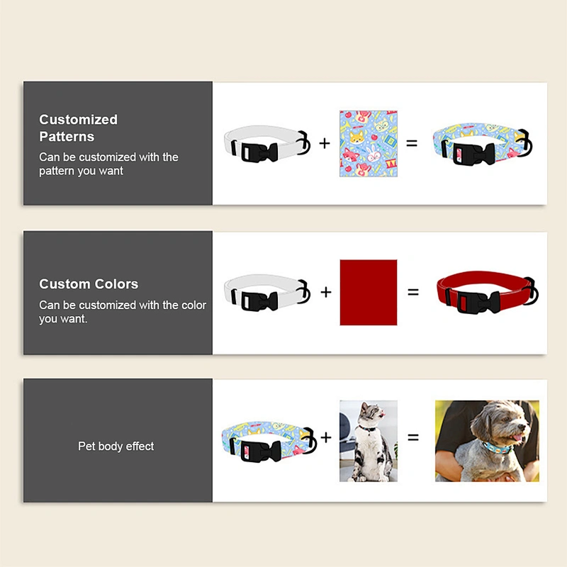 Adjustable Polyester Dog Collar with Zinc Alloy Bell and Durable Plastic Buckles Custom Printing Small Pet Collar