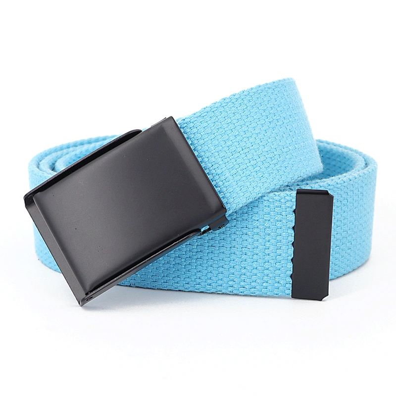 Manufacturer Designer Woven Fashion Webbing Weave Pure Cute Color Blank Custom Women Men Polyester Nylon Canvas Fabric Belt