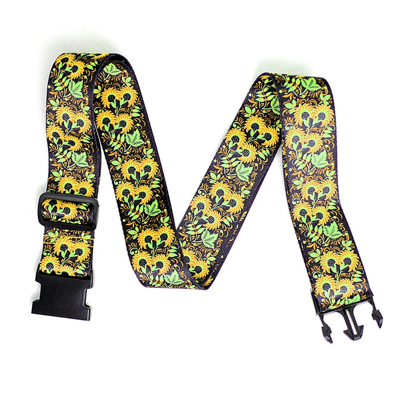 2024 Custom Sublimated Print Logo Flower Adjustable Travel Case TSA Lock Buckle Polyester Suitcase Belt Luggage Strap