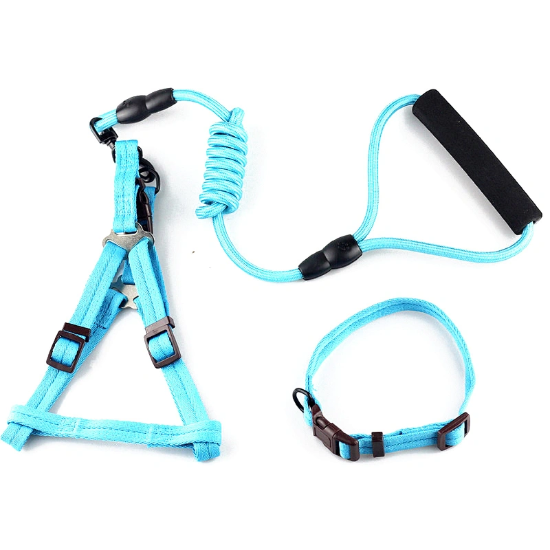 Heavy Duty Factory Luxury Custom Large Big New Polyester Nylon Three Piece Chest Strap Pet Collar Leash Set Dog Harness