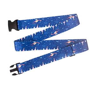 Custom Printed Logo UK Woven Braid Fabric Canvas with Plastic TSA Lock Buckle Nylon Rainbow Suitcase Travel Luggage Strap Belt